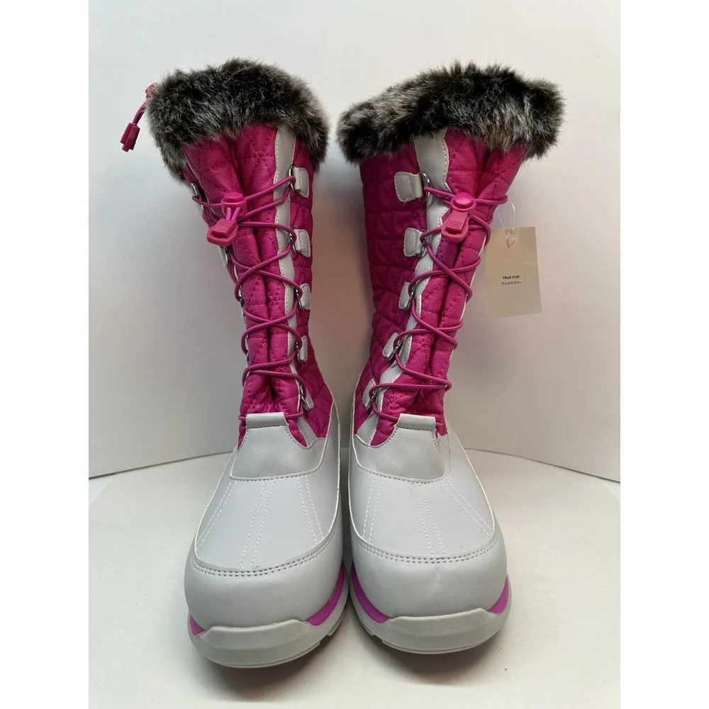Lands End Girls Snow Cold Weather Winter Boots Waterproof Sherpa Lined Sz 7 NEW